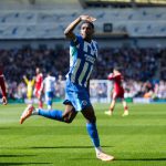 Danny Welbeck aims to score for Brighton & Hove Albion against Manchester United in the Premier League
